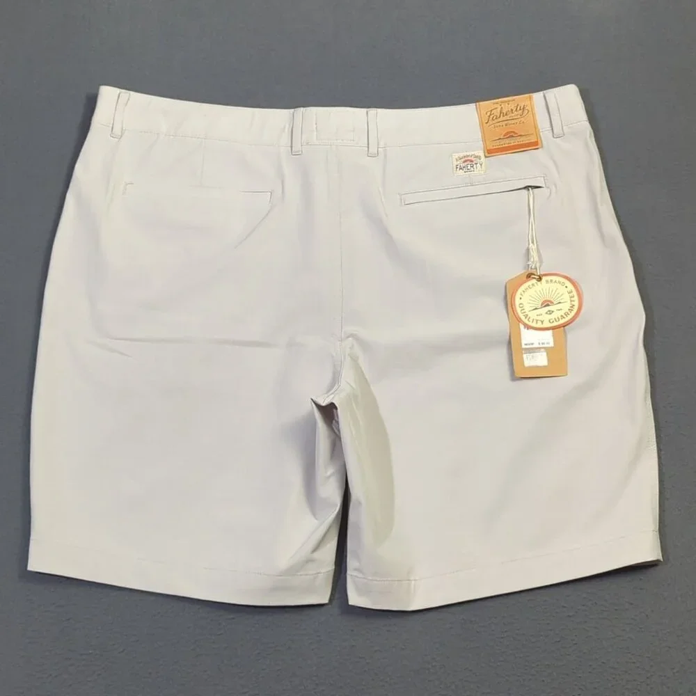 Faherty Shorts Men's 42 Gray All Day Shorts Flat Front Drawstrings NWT